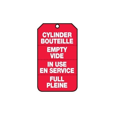 Accuform French Bilingual Safety Tags, CYLINDER, 5.75in x 3.25in, RP-Plastic, 25PK TCF539PTP